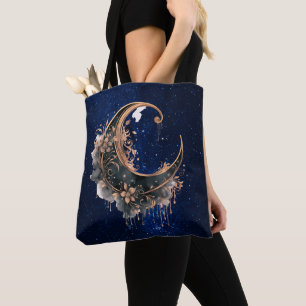 Schwarz und Rose Gold Crescent Moon Halloween Tasche