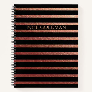 Schwarz und Rose Gold Fossil Personalisiert Notizbuch