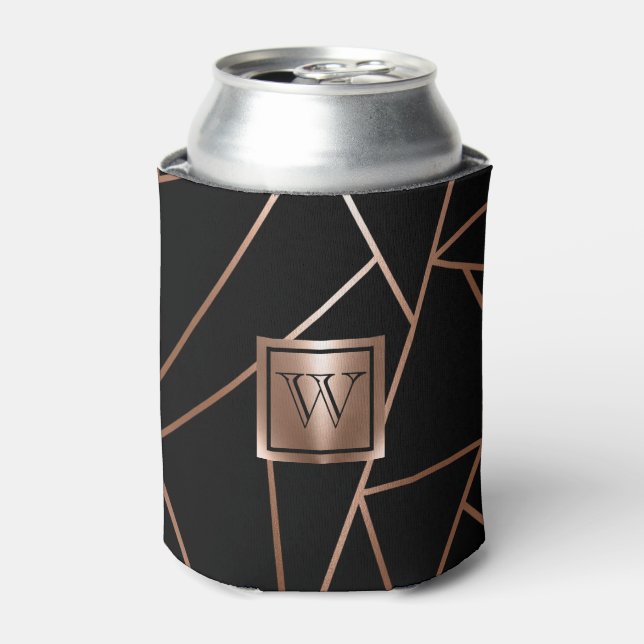 Schwarz und Rose Gold Geometric Dosenkühler (Kanne Vorderseite)