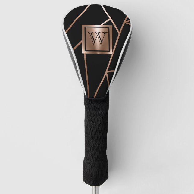 Schwarz und Rose Gold Geometric Golf Headcover (Vorderseite)