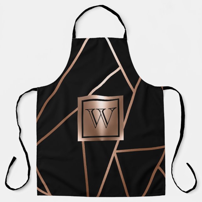 Schwarz und Rose Gold Geometric Schürze (Vorderseite)