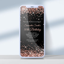 Schwarz und Rose Gold Glitzer 50. Geburtstag
