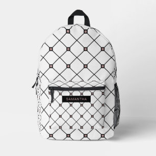 Schwarz und Rose Gold in einem weißen Hintergrund  Bedruckter Rucksack