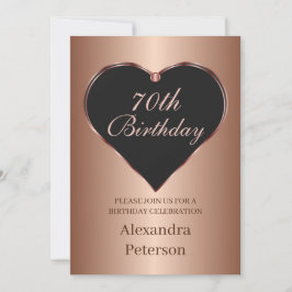 Schwarz und Rose Gold Minimalistisches Herz Geburt Einladung