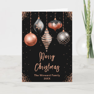 Schwarz und Roségold Ornamente Frohe Weihnachten