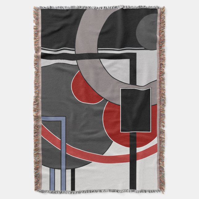 Schwarz und Rot, abstrakt, Gemälde, geometrisch Decke (Vorderseite Vertikal)