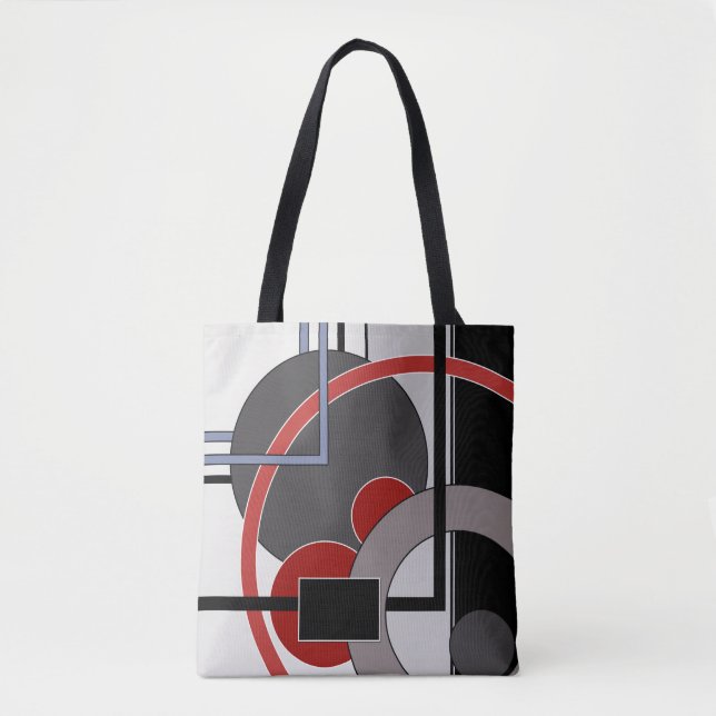 Schwarz und Rot, abstrakt, Gemälde, geometrisch Tasche (Vorderseite)