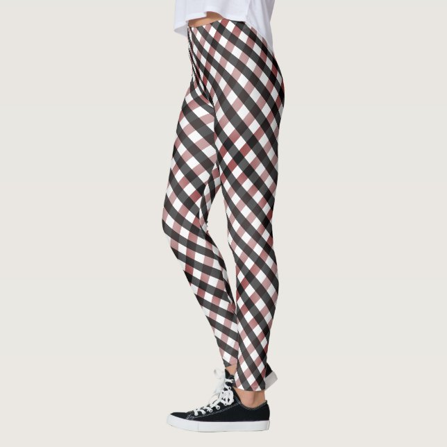 Schwarz und Rot Buffalo Karo Weihnachtsmuster Leggings (Links)