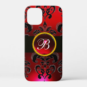 SCHWARZ UND ROT BURGUNDY DAMASK MONOGRAM, Ruby Case-Mate iPhone Hülle