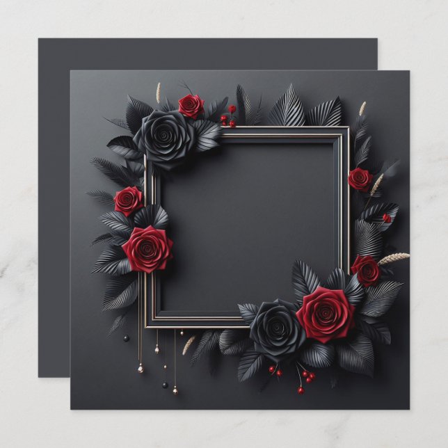 Schwarz und Rot Einladung (Vorne/Hinten)