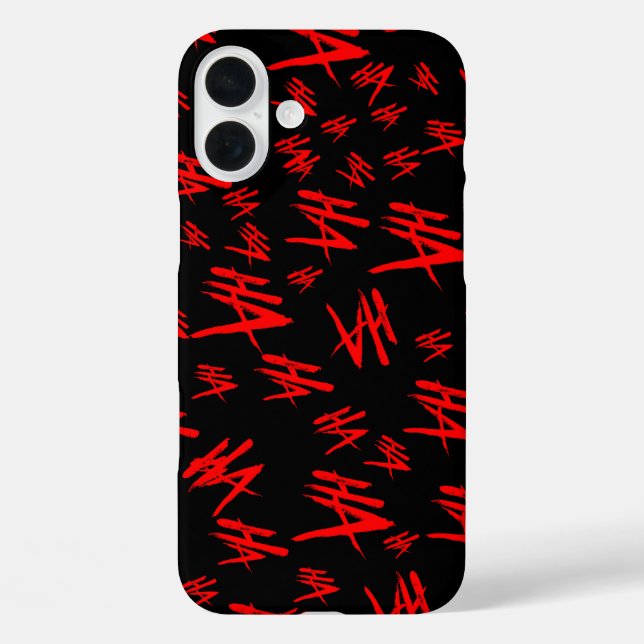 Schwarz und Rot Ha Ha iPhone 16 Plus Hülle (Rückseite)