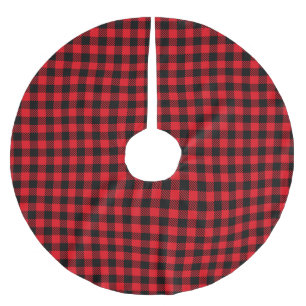 Schwarz und Rot Kariert Polyester Weihnachtsbaumdecke