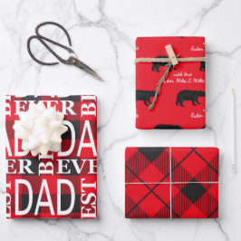 Schwarz und Rot Lumberjack Bestes Papa je Set Geschenkpapier Set