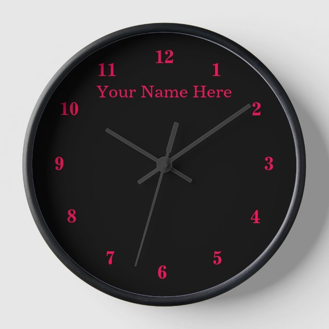 Schwarz und Rot mit benutzerdefiniertem Text und F Uhr (Vorderseite)