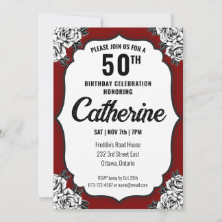 Schwarz und Rot Tattoo Geburtstag Einladung