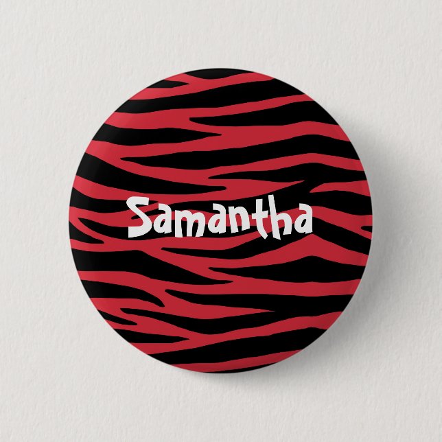 Schwarz und Rot Zebra Button (Vorderseite)