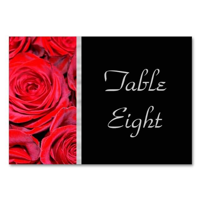 Schwarz und Rote Rosen Tischnummer (Vorderseite)