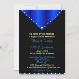 Schwarz und Royal Blue Elegante Moderne Hochzeit  Einladung