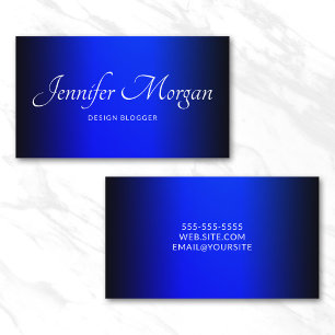 Schwarz und Sapphire Blue Elegant Ombre Visitenkarte