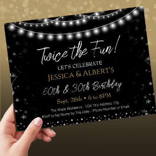 Schwarz und Silber als Doppelgeburt Einladung