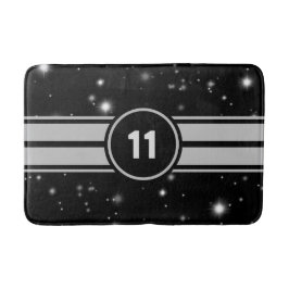 Schwarz und Silber Racing Stripes Starlight Badematte