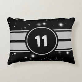 Schwarz und Silber Racing Stripes Starlight Dekokissen