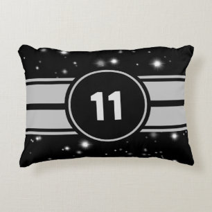 Schwarz und Silber Racing Stripes Starlight Dekokissen