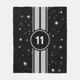 Schwarz und Silber Racing Stripes Starlight Fleecedecke