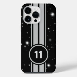 Schwarz und Silber Racing Stripes Starlight iPhone 16 Hülle
