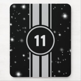 Schwarz und Silber Racing Stripes Starlight Mousepad