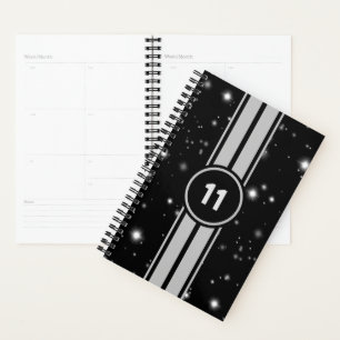 Schwarz und Silber Racing Stripes Starlight Planer