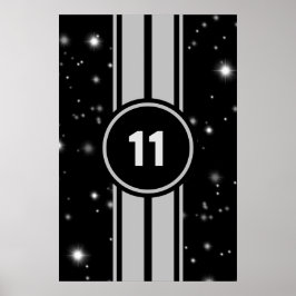 Schwarz und Silber Racing Stripes Starlight Poster
