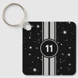 Schwarz und Silber Racing Stripes Starlight Schlüsselanhänger