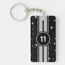 Schwarz und Silber Racing Stripes Starlight Schlüsselanhänger