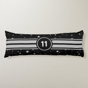 Schwarz und Silber Racing Stripes Starlight Seitenschläferkissen