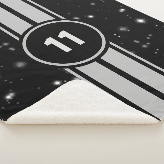 Schwarz und Silber Racing Stripes Starlight Sherpadecke (3/4)