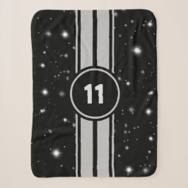 Schwarz und Silber Racing Stripes Starlight Sherpadecke