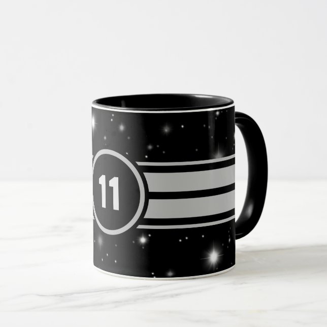 Schwarz und Silber Racing Stripes Starlight Tasse (VorderseiteRechts)