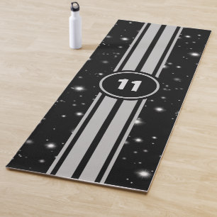 Schwarz und Silber Racing Stripes Starlight Yogamatte
