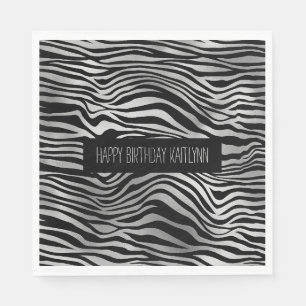 Schwarz und Silber Zebra Print Serviette
