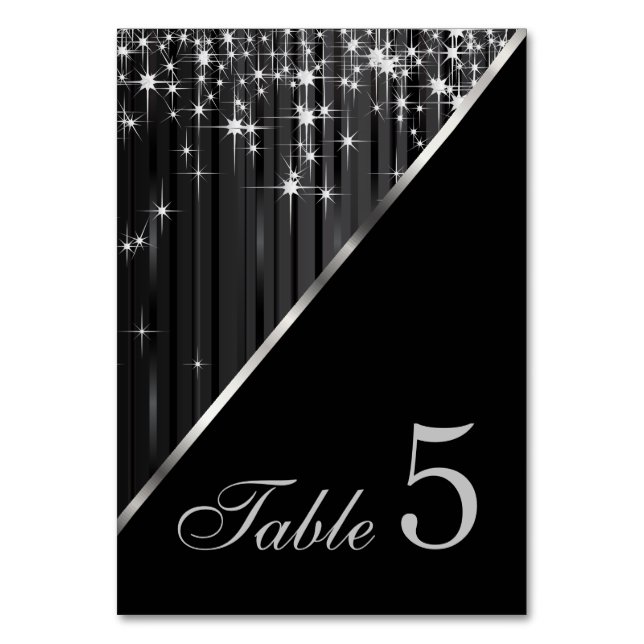 Schwarz und Silver Star Lights Tischnummer (Vorderseite)