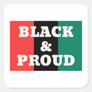 Schwarz und Stolz auf Rot, Schwarz und Grün Quadratischer Aufkleber