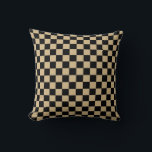 Schwarz und Tan Checkered Kissen<br><div class="desc">Schwarze und Tan Checkered-Quadrate</div>