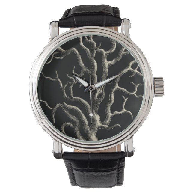 Schwarz und Tan Coral Armbanduhr (Vorderseite)