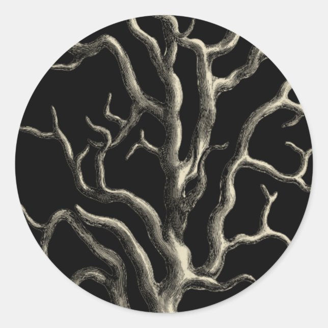 Schwarz und Tan Coral Runder Aufkleber (Vorderseite)