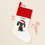 Schwarz und Tan Dackel Santa Niedlich Hund Custom Weihnachtsstrumpf<br><div class="desc">Adorable Schwarz und Tan farbige Dackel Weihnachtsfest Strumpf. Ein lustiger Strumpf für Dackeln- und Würstchen-Hundefreunde.</div>
