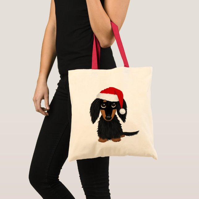 Schwarz und Tan Dackel Weihnachten Tragetasche (Vorderseite (Produkt))