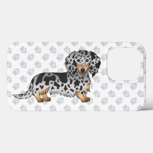 Schwarz und Tan Daple Long Hair Dackel Hund Case-Mate iPhone Hülle