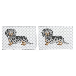 Schwarz und Tan Daple Long Hair Dackel Hund Kissenbezug