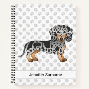 Schwarz und Tan Dapple Kurzhaar-Dachshund & Text Notizbuch